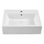 Wall-mounted White Ceramic Rectangular Bathroom Vessel Sink with Overflow