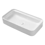 Single Bowl White Rectangular Ceramic Vessel Sink