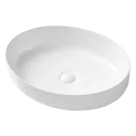 Ceramic Oval Vessel Bathroom Sink With Center Pop Up Drain