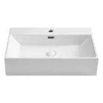 Ceramic Rectangular Vessel Bathroom Sink with Overflow in White