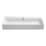 Ceramic Rectangular Above Counter Bathroom Sink in White with Pop-Up Drain