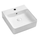 Superior Quality White Ceramic Rectangular Vessel Bathroom Sink with Overflow