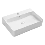 Ceramic Rectangular Wall-Mounted White Bathroom Sink with Overflow