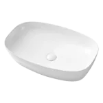 White Ceramic Oval Vessel Sink with Convenient Pop Up Drain