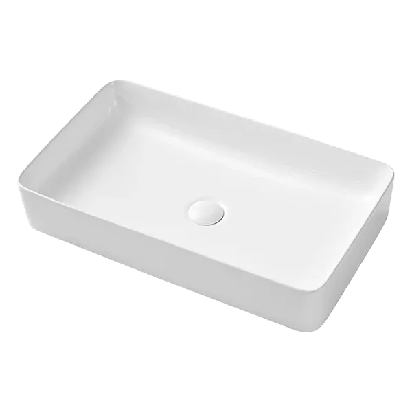 White Ceramic Vessel Sink With Stylish Rectangular Design