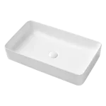 White Ceramic Vessel Sink With Stylish Rectangular Design