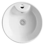 Tall White Ceramic Circular Pedestal Bathroom Sink with Pop Up Drain and Overflow