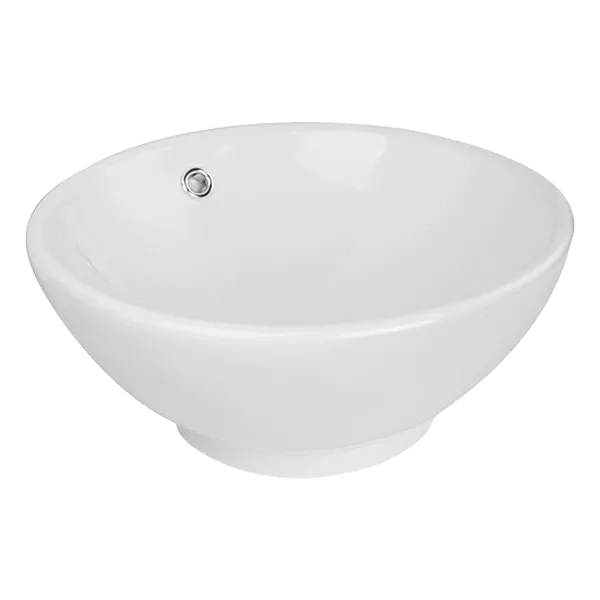 Modern Designed Whitewashed Ceramic Round Vessel Basin Sink with Single Bowl