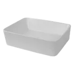 Modern White Ceramic Vessel Rectangular Bathroom Sink With Drain