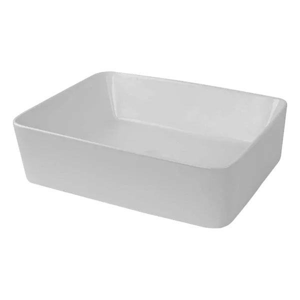Modern White Ceramic Vessel Rectangular Bathroom Sink With Drain