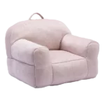 Modern Pink Velvet Fabric Kid’s Bean Bag Chair with Memory Sponge Stuffed
