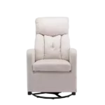 022-Linen Fabric Swivel Rocking Chair Gilder Chair With Pocket,Beige