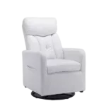 White Teddy Fabric Rocking Chair of Metal Frame with  Metal Round Base Ideal for Living Room & Bedroom