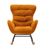 Metal Frame Caramel Wool Rocking Chair of Wooden Legs Ideal for Living Room & Bedroom