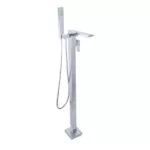 Single Handle Floor Mounted Freestanding Tub Faucet with Handle Shower in Chrome