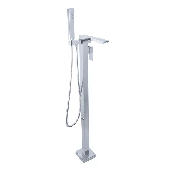Single Handle Floor Mounted Freestanding Tub Faucet with Handle Shower in Chrome
