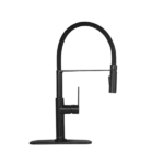 Pull Down Deck Mount Single Handle Swivel Spout Kitchen Faucet in Black