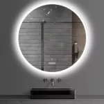 24" Round Acrylic led mirror anti fog switch Touch in Silver
