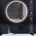26" Round Acrylic led mirror anti fog switch Touch in Silver