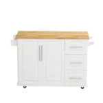Kitchen Island Cart with 2 Door Cabinet and Three Drawers,43.31 Inch Width with Spice Rack,Towel Rack (White)