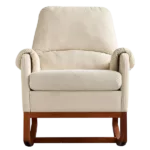 Beige Velvet Rocking Chair of Wooden  Frame and Legs Ideal for Living Room & Bedroom