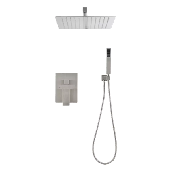 12" Ceiling Mounted Brass Head Shower System in Brushed Nickel