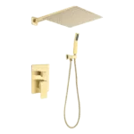 Wall Mounted Brass Square Head Shower System in Gold Color