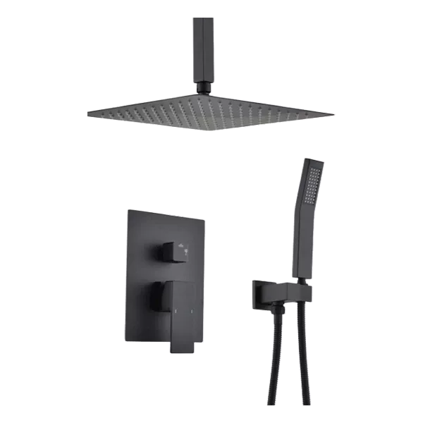Ceiling Mount Brass Shower System in Black