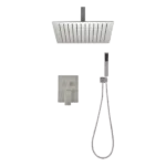 Single Spray Pattern with Ceiling Mount Dual Shower Heads with Spot Resist in Brushed Nickel