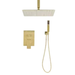 Rectangle Gold Ceiling Mounted  Shower System  with Handheld Shower and 12" Shower Head