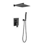 16 Inches Matte Black Wall Mounted Bathroom Shower With Rainfall Shower Head and Handheld Shower
