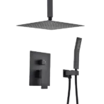 Matte Black Ceiling Mounted  Rectangular Shower System  with Handheld Shower and 16" Shower head