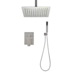 Ceiling Mounted Rectangular Shower System in Brushed Nickel  with Handheld Shower and 16" Shower head