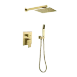 Square Shower Head with Hand Shower Faucet in Gold Color