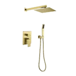 Square Shower Head with Hand Shower Faucet in Gold Color