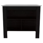 Rockaway 3-Shelf Kitchen Island Black and Ibiza Marble