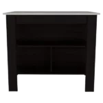 Rockaway 3-Shelf Kitchen Island Black and Ibiza Marble