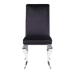 Modern Black Fabric Set of 2 Solid Back Chairs with Metal Frame and Legs For Dining Room