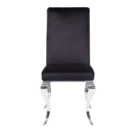 Modern Black Fabric Set of 2 Solid Back Chairs with Metal Frame and Legs For Dining Room