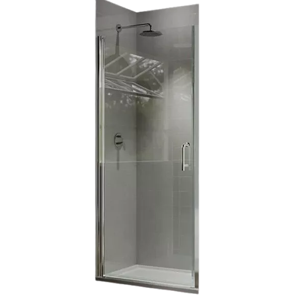 34 In. to 35-3/8 In. x 72 In Semi-Frameless Pivot Shower Door in Chrome With Clear Glass