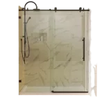 60 in. W x 74 in. H Sliding Frameless Shower Door in Matte Black with 5/16 in. (8 mm) Clear Glass