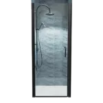 30 In. to 31-3/8 In. x 72 In. Semi-Frameless Pivot Shower Door in Matte Black With Clear Glass