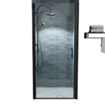 34 In. to 35-3/8 In. x 72 In Semi-Frameless Pivot Shower Door in Matte Black With Clear Glass