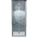 30 to 31-3/8 in. W x 72 in. H Bi-Fold Semi-Frameless Shower Doors in Chrome with Clear Glass