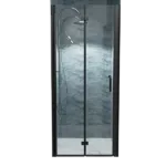 32 to 33-3/8 in. W x 72 in. H Bi-Fold Semi-Frameless Shower Doors in Matte Black with Clear Glass