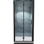 36 to 37-3/8 in. W x 72 in. H Bi-Fold Semi-Frameless Shower Doors in Matte Black with Clear Glass
