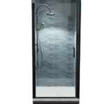 36 In. to 37-3/8 In. x 72 In Semi-Frameless Pivot Shower Door in Matte Black With Clear Glass
