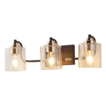 3pcs of Bathroom Lighting with Black Finish and Clear Glass Shade