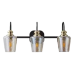 3pcs of Brushed Iron Bathroom Light in Matte Black Color