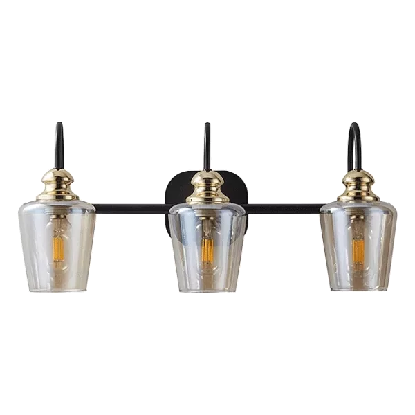 3pcs of Brushed Iron Bathroom Light in Matte Black Color